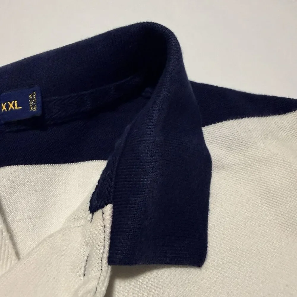 Polo Ralph Lauren Big Pony USA Flag Rugby Shirt Men’s XXL Custom Fit Blue White